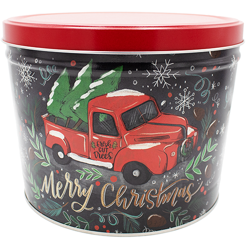 Christmas 2 Gallon Popcorn Tin - Tree Farm Truck FLAVOR