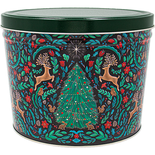 Christmas 2 Gallon Popcorn Tin - Woodland Winter BUTTER ONLY