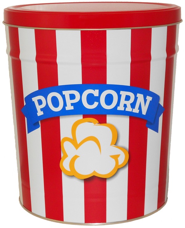 3.5 Gallon Popcorn Tin - Popcorn Red and White Stripe BUTTER ONLY