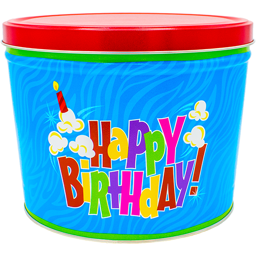 2 Gallon Popcorn Tin - Happy Birthday BUTTER ONLY