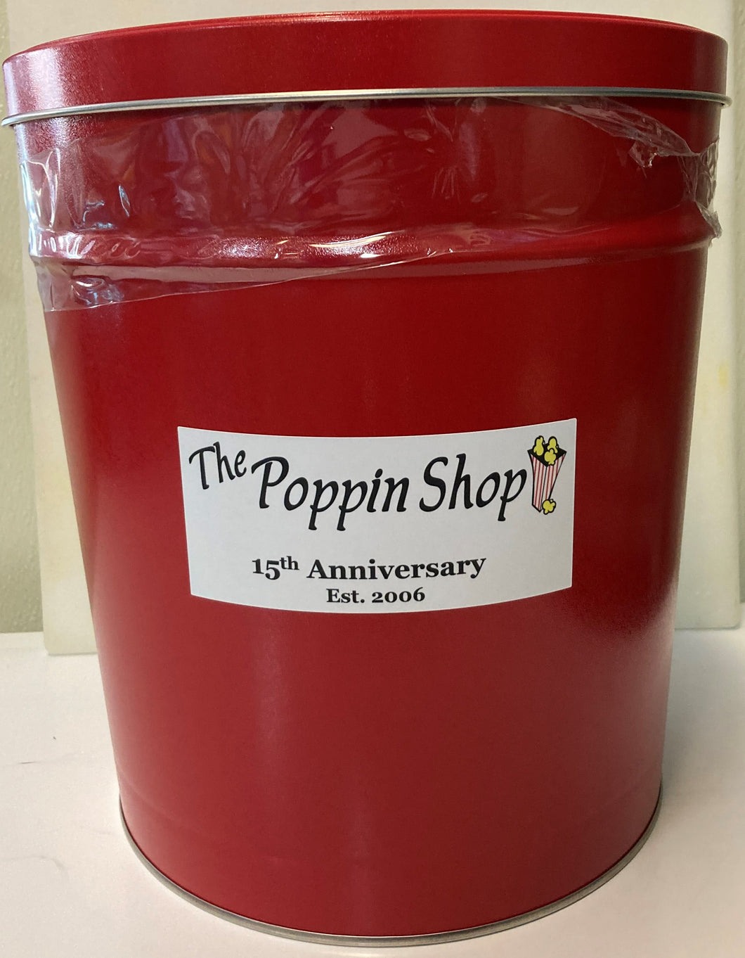 3.5 Gallon Popcorn Red Tin - The Poppin Shop BUTTER ONLY